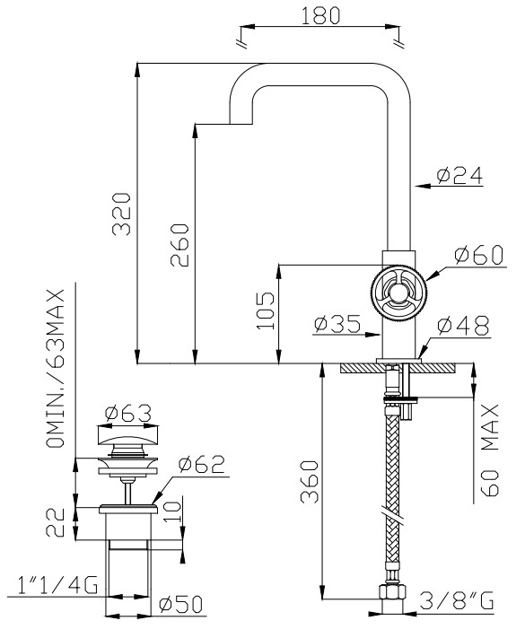 OT58 Long spout basin single lever mixer